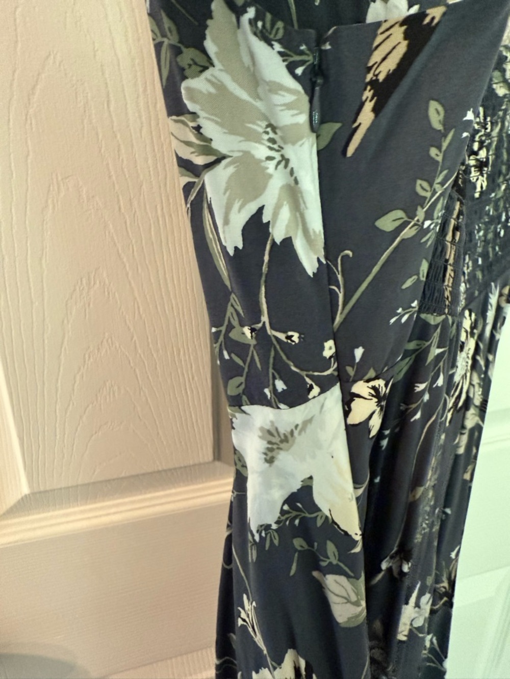 Floral Noir Slip Dress with Spaghetti Straps - Picture 3 of 4